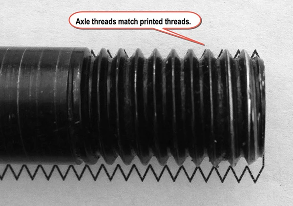 Illustration of step #2. Determine your axle thread pitch.
